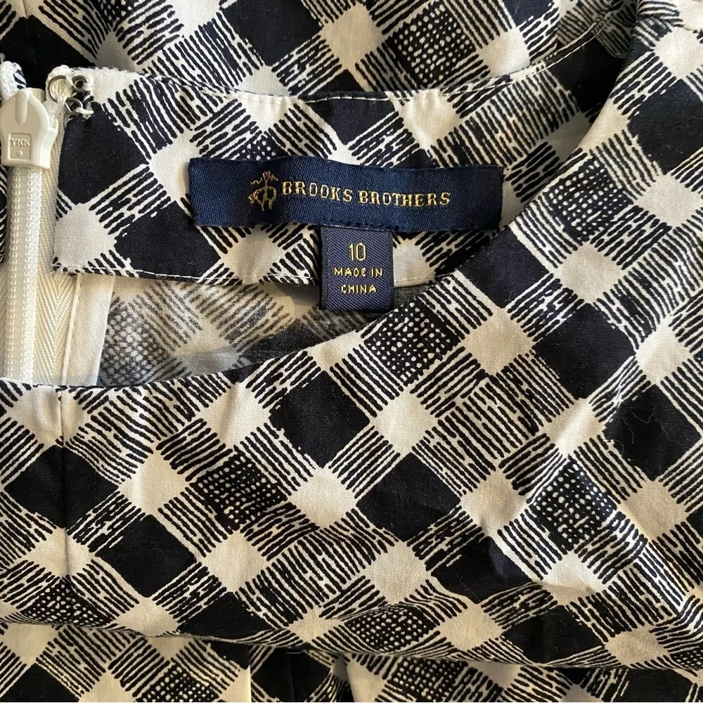Women’s Brooks Brothers Black&White Gingham Plaid Print Cap Sleeve Dress Size 10